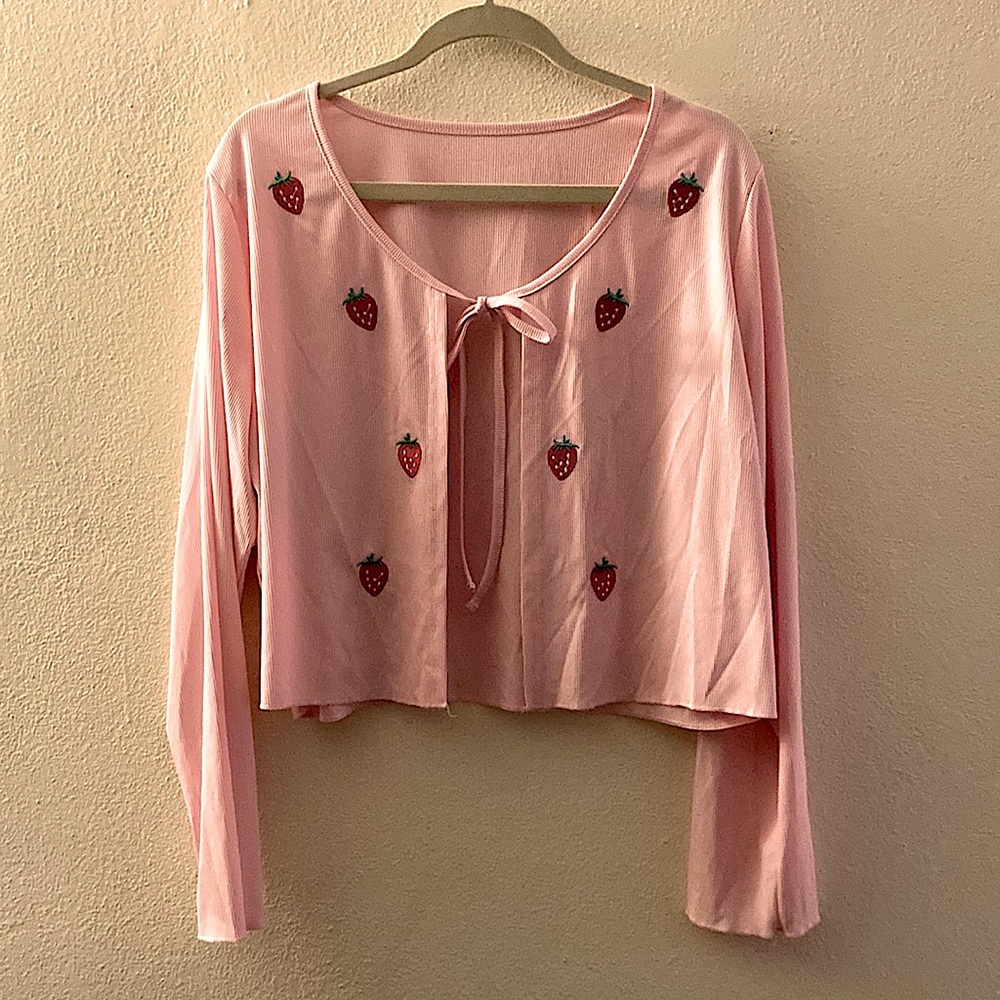 Adorable strawberry cropped sweater